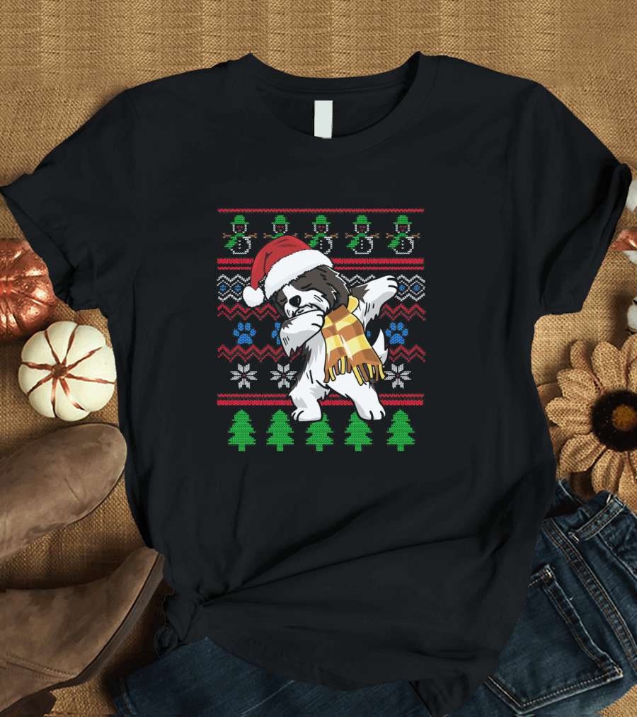 Havanese Dabbing Christmas Santa Hat Ugly T-Shirt