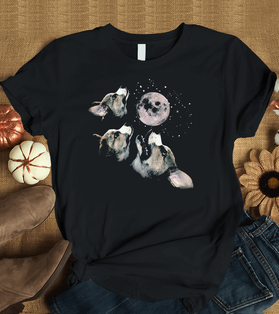 Funny Corgis Howling at Moon Wolf T-Shirt