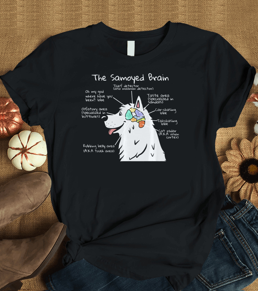 The Samoyed Brain Anatomy Humor Thief Detector Taste Tail Chasing T-Shirt