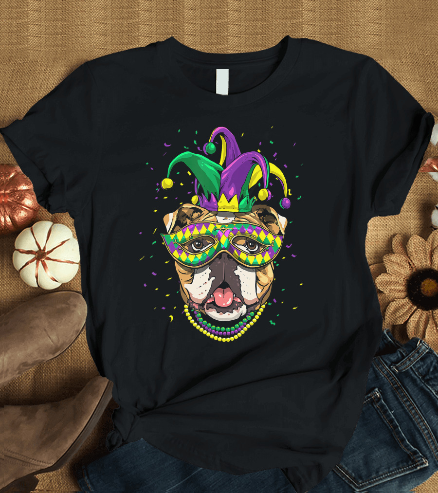 American Bulldog Mardi Gras Dog Lover Cute T-Shirt