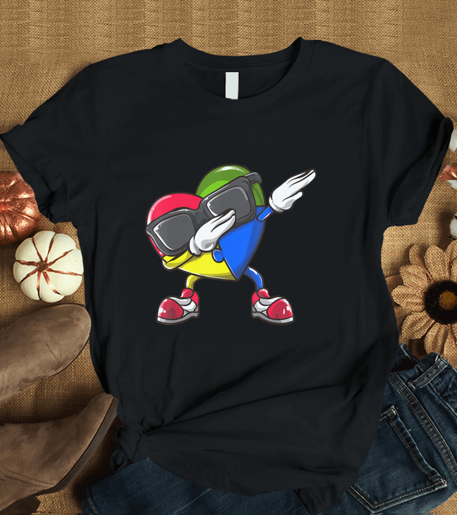 Autism Awareness Heart Dabbing Colorful Puzzle Piece T-Shirt