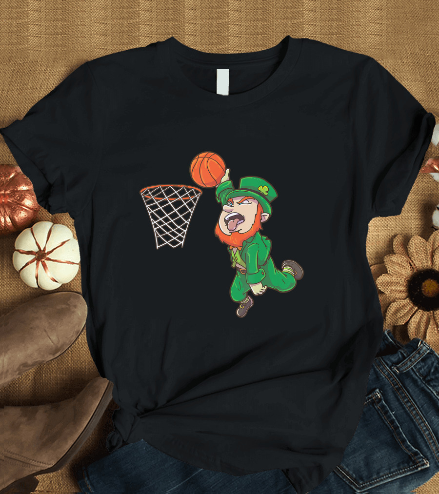Basketball Dunking Leprechaun St. Patrick's Day T-Shirt