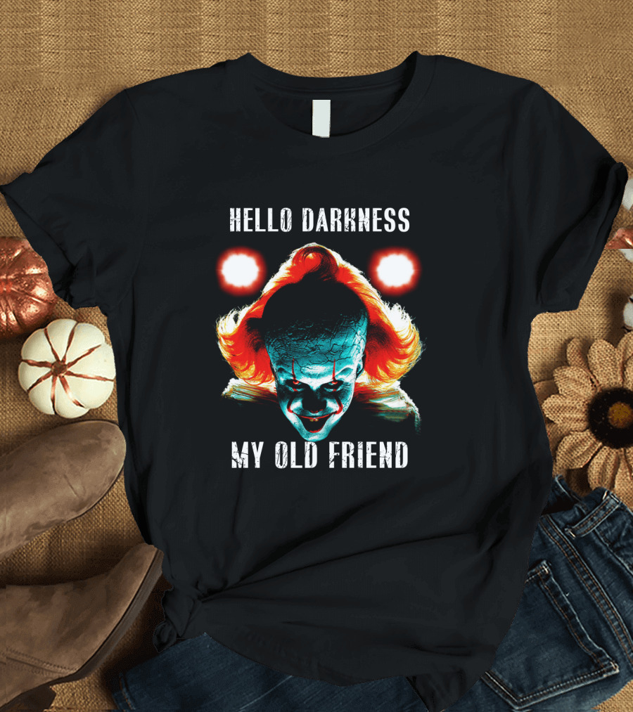 Pennywise Clown Artwork Hello Darkness My Old Friend Horror T-Shirt