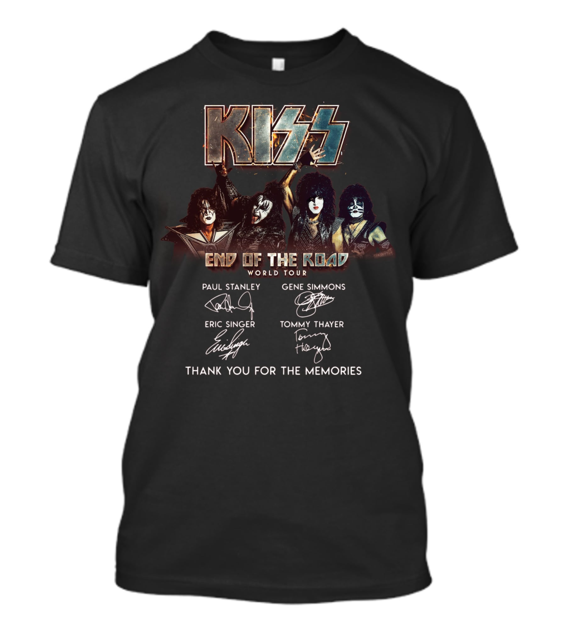 Kiss End Of The Road World Tour Thank You For The Memories Paul Stanley Gene Simmons Eric Singer Tommy Thayer T-Shirt