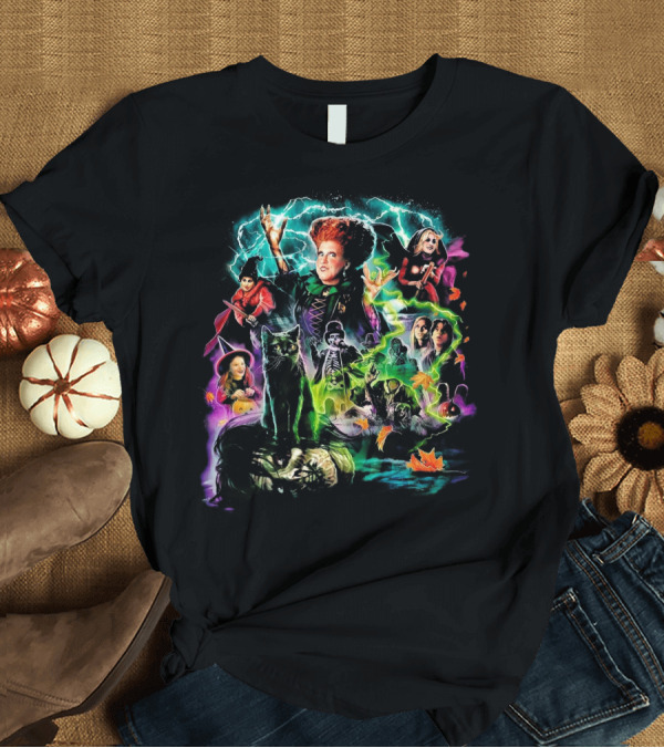T-Shirt: Hocus Pocus Movie Characters Halloween Magic with Witches and Black Cat T-Shirt Hocus Pocus Movie Characters Halloween Magic with Witches and Black Cat T-Shirt