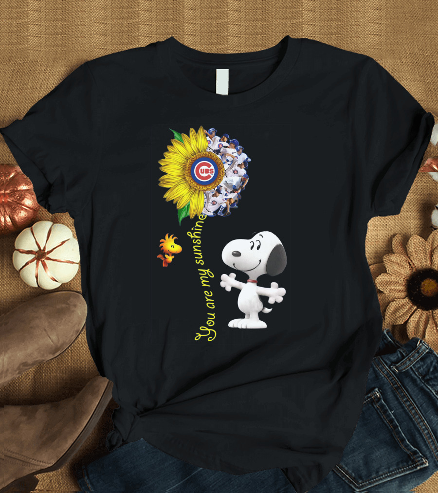 Snoopy Chicago Cubs You Are My Sunshine Sunflower Baseball T-Shirt