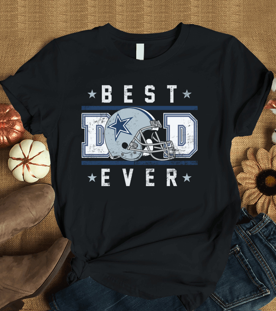 Best Dad Ever Dallas Football Helmet Star T-Shirt