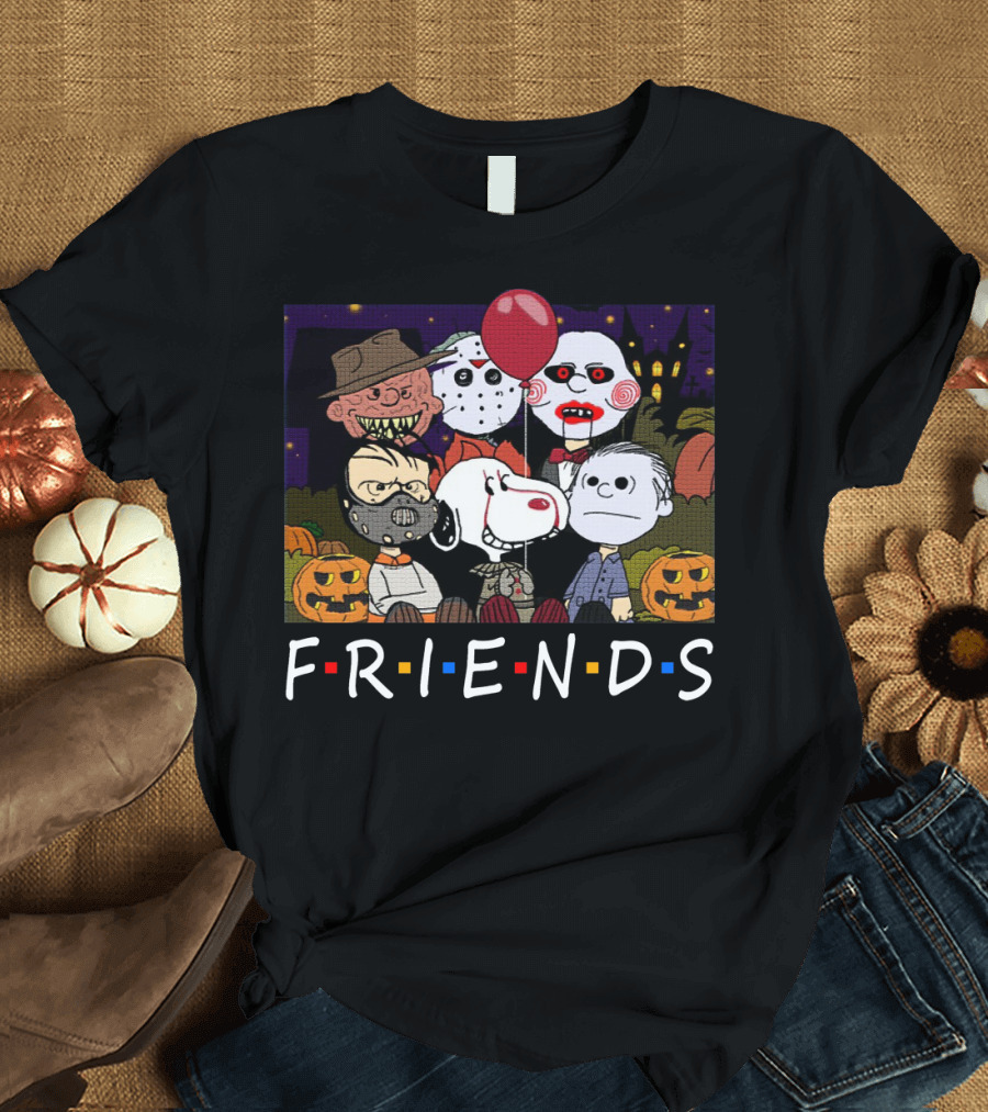 Horror Halloween Peanuts Characters Friends TV Show Mashup T-Shirt