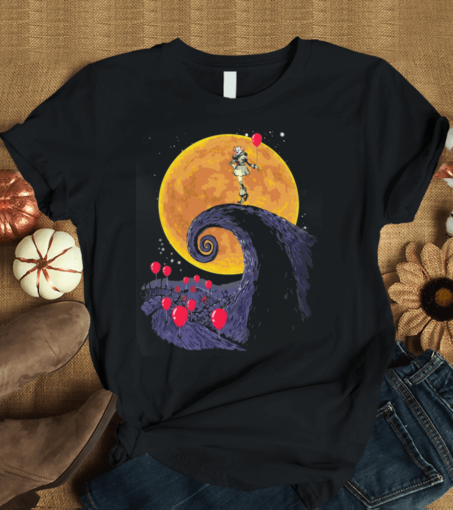 Pennywise The Nightmare Before Halloween Balloon Moon Scene T-Shirt