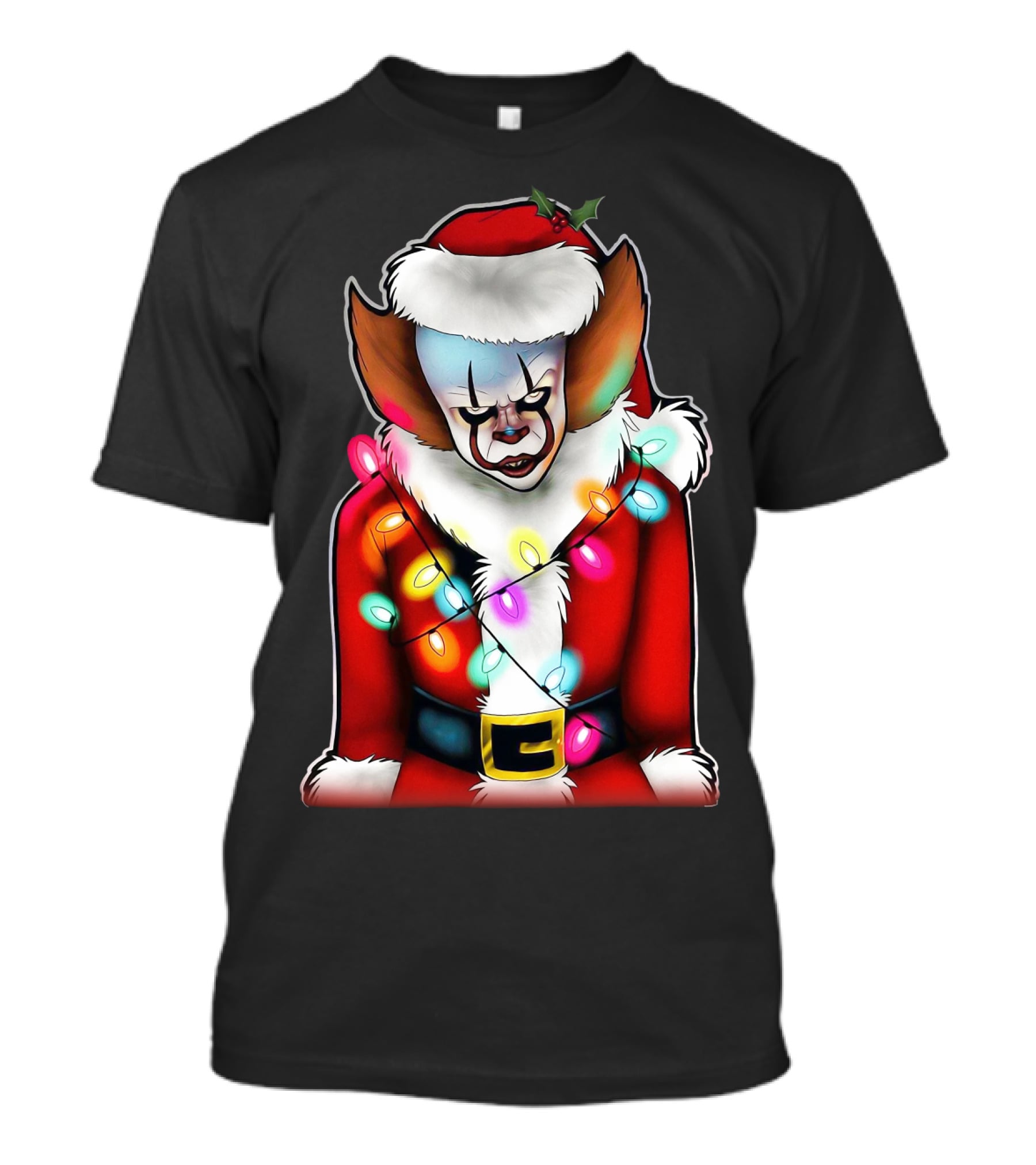 Pennywise Santa Claus Christmas Lights T-Shirt