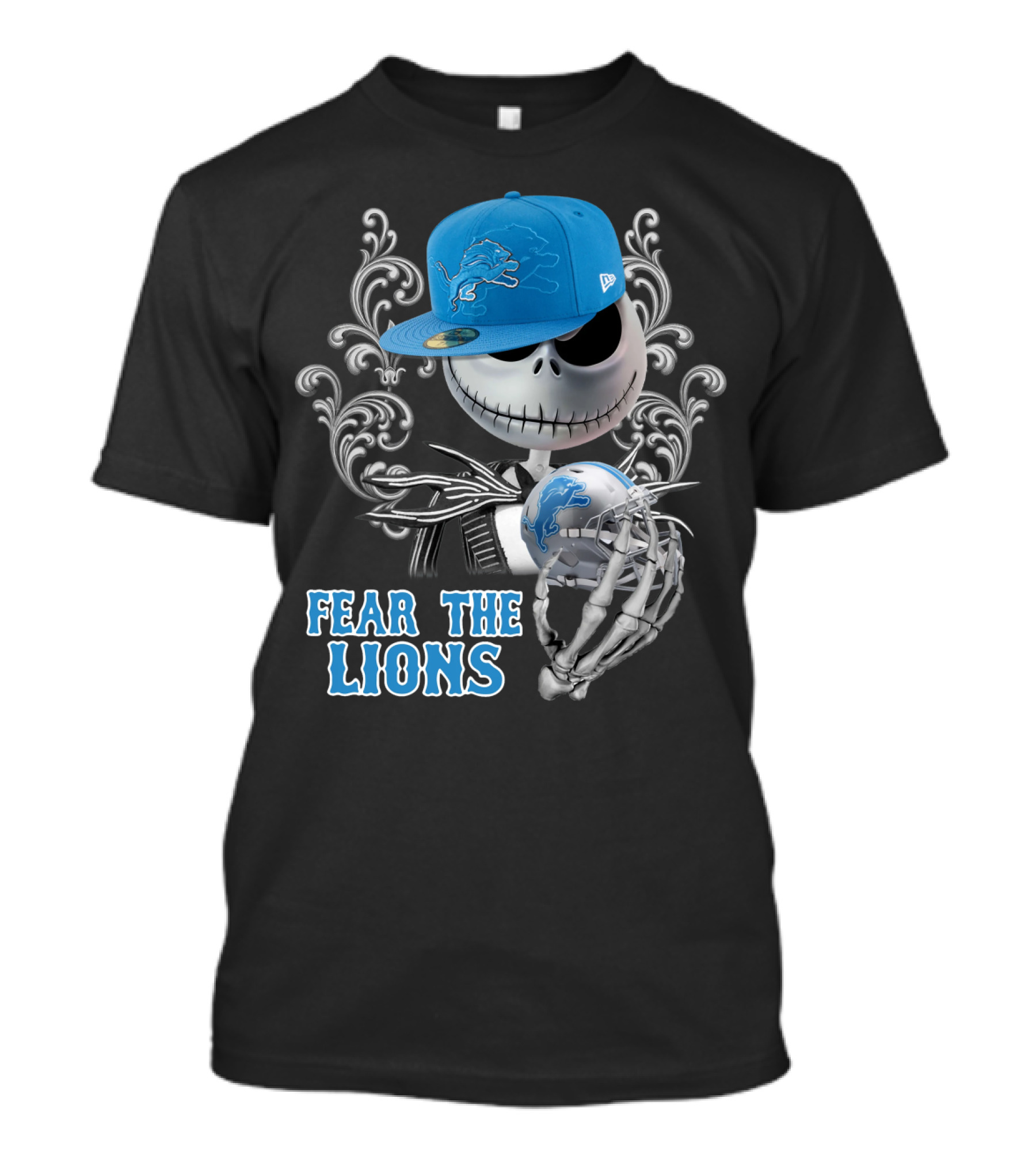 Jack Skellington Fear The Lions Detroit Football T-Shirt