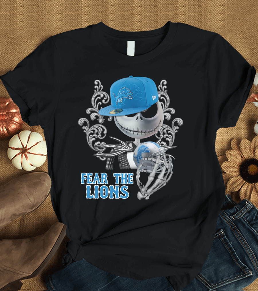 Jack Skellington Fear The Lions Detroit Football T-Shirt