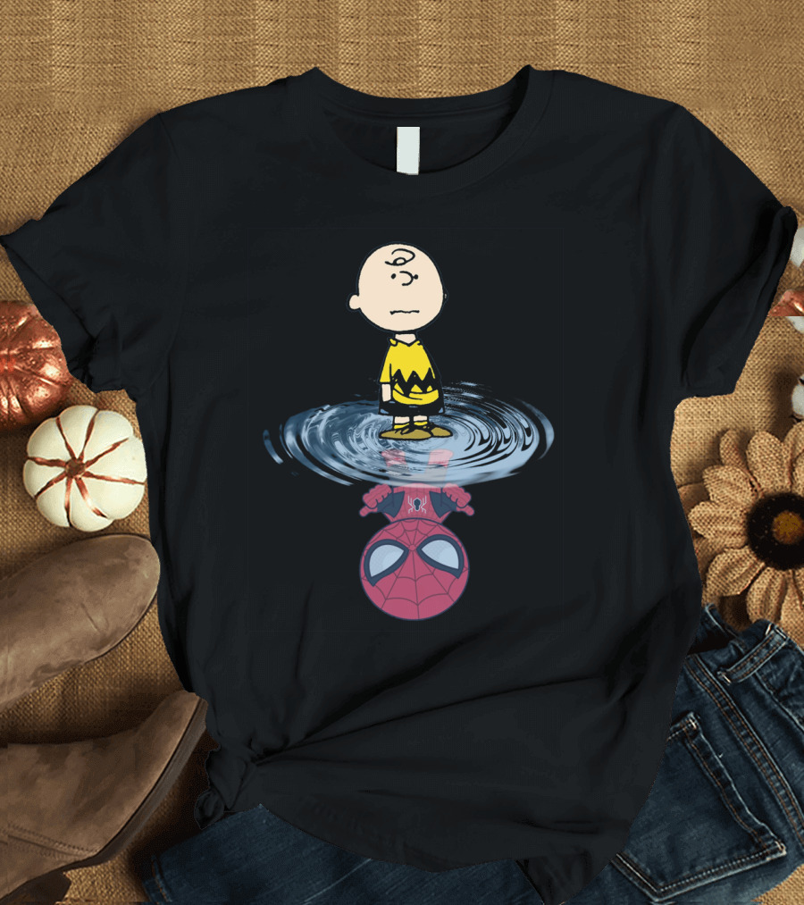 Charlie Brown Standing Over Spider-Man Reflection T-Shirt