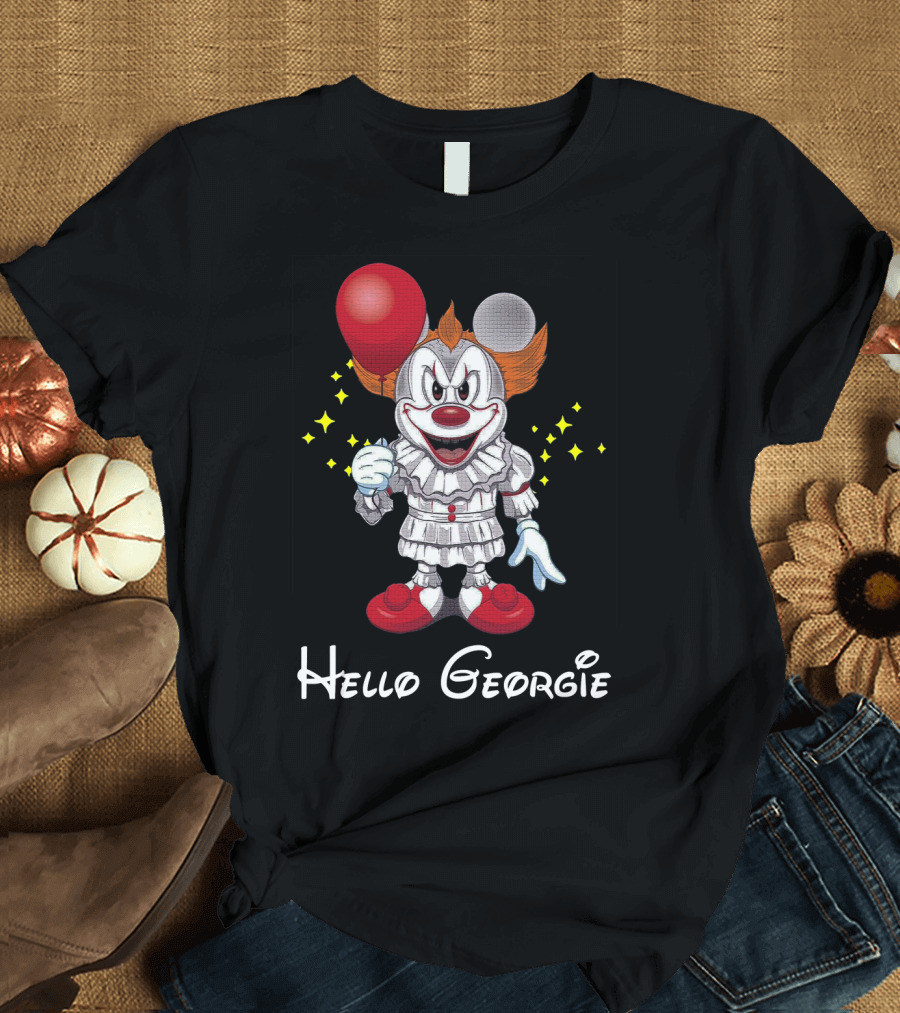 Mickey Pennywise Hello Georgie Clown Balloon Crossover T-Shirt