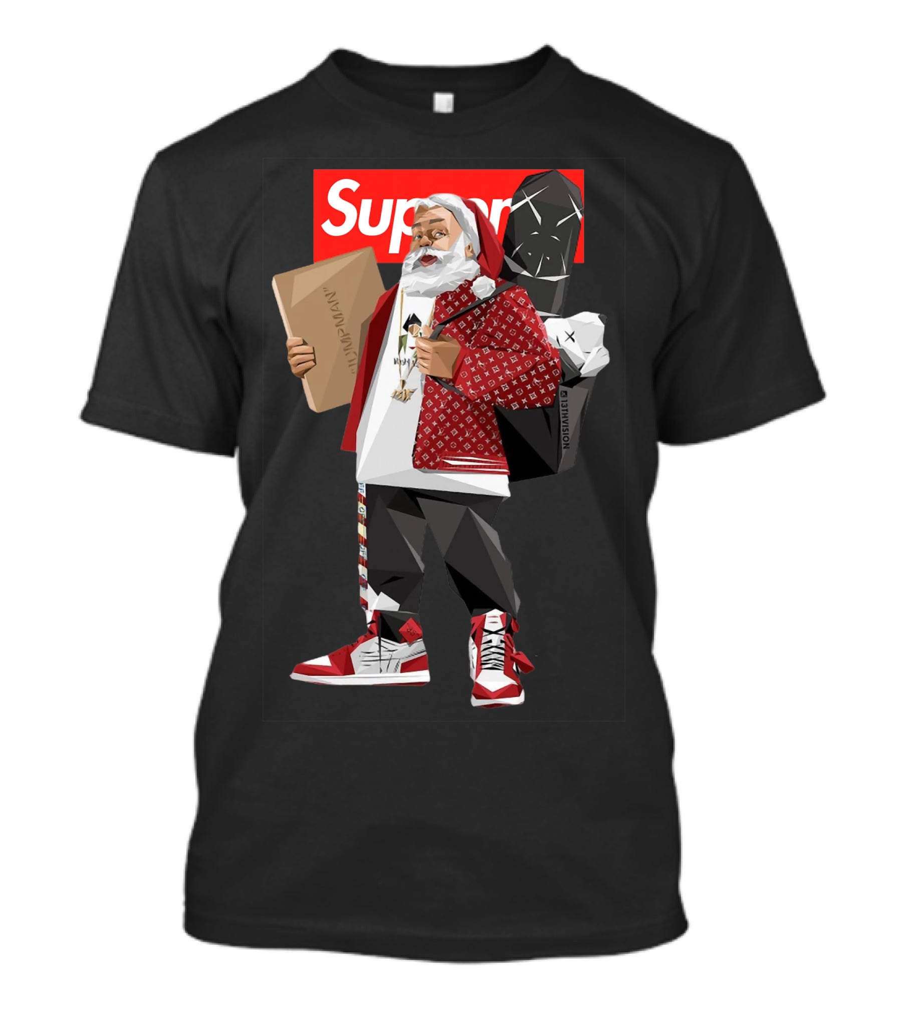 Santa Claus Supreme Hiphop Fashion Mashup With Luxury Brands T-Shirt