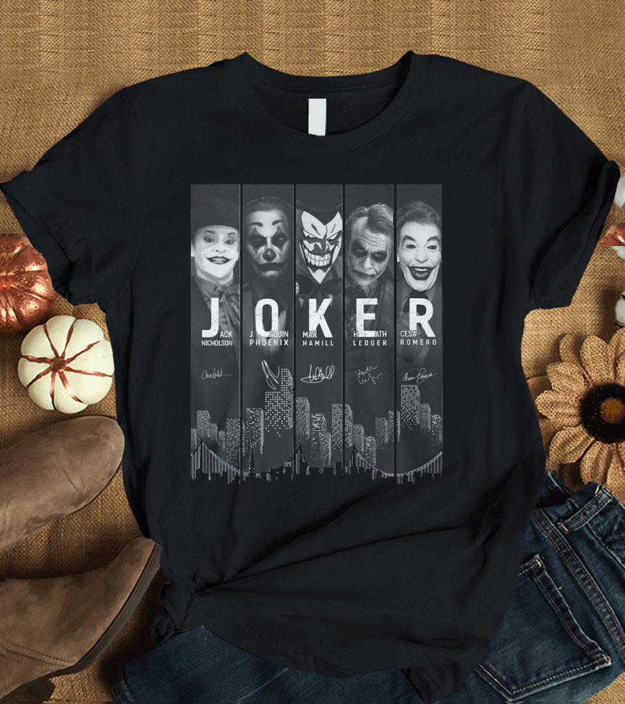 Joker City Jack Nicholson Joaquin Phoenix Mark Hamill Heath Ledger Cesar Romero T-Shirt