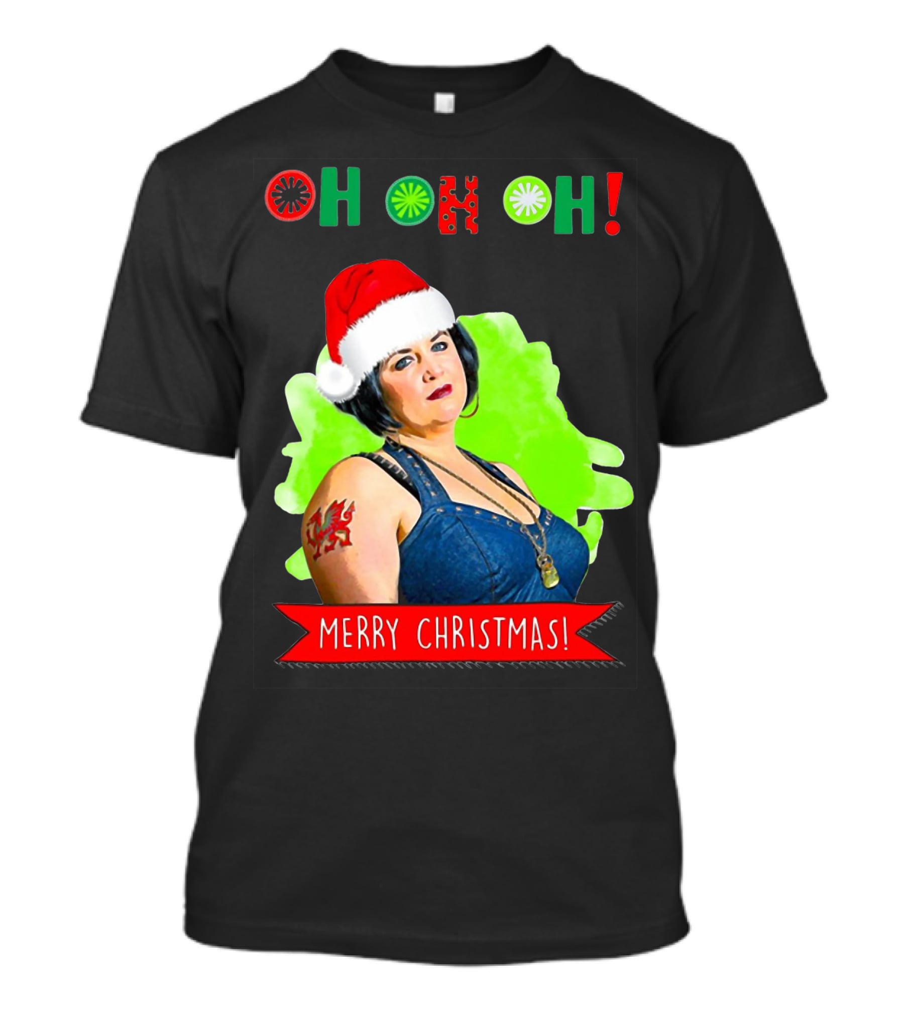Nessa Ho Ho Ho Gavin Stacey Merry Christmas Santa Hat Tattoo T-Shirt