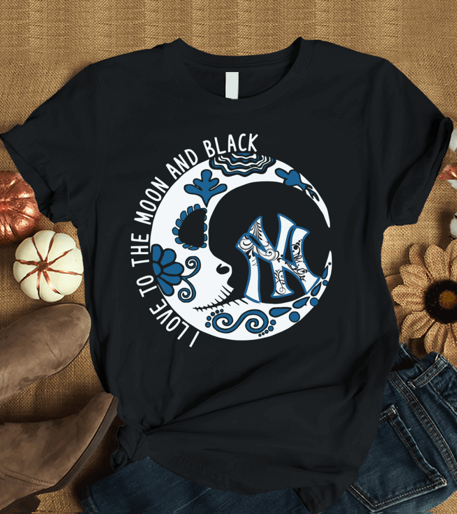 New York Yankees I Love to the Moon and Black T-Shirt