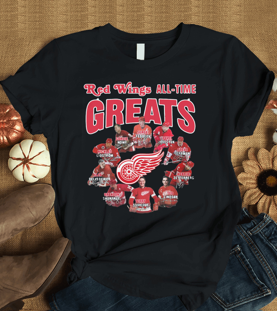 Red Wings All-Time Greats Legends Hockey Players T-Shirt