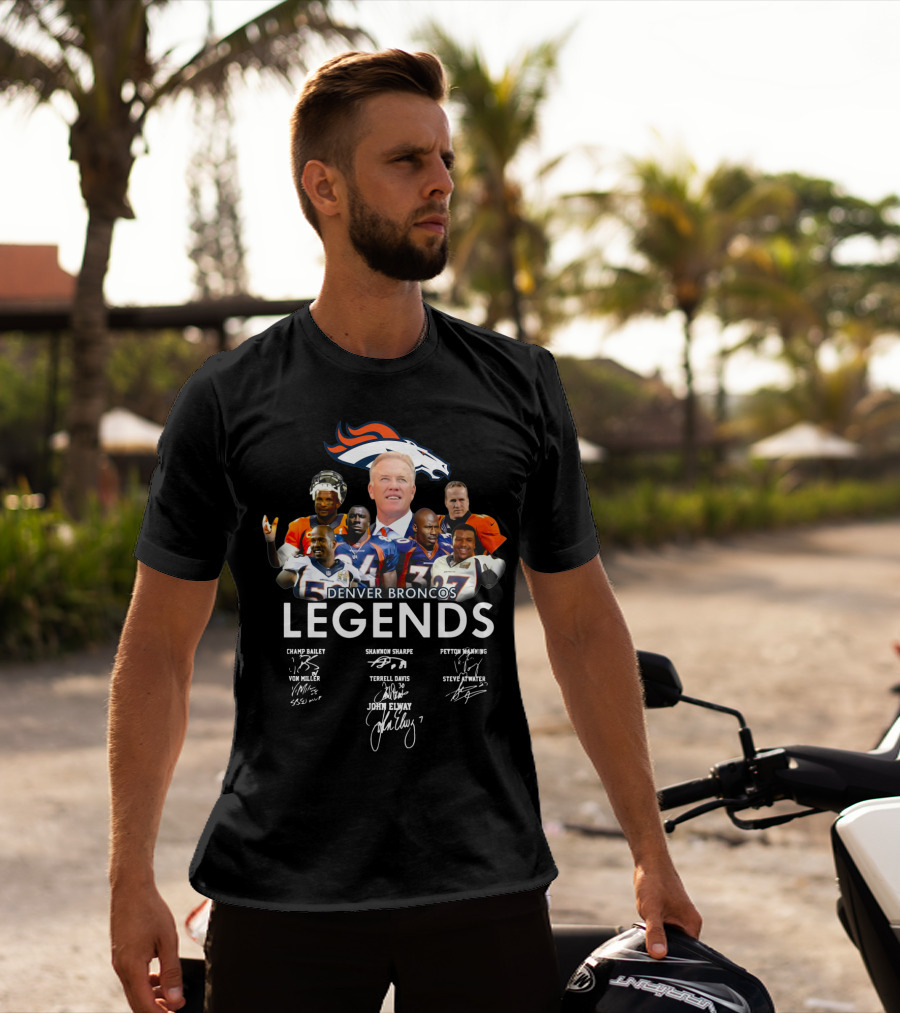 Denver Broncos Legends John Elway Peyton Manning Von Miller Terrell Davis Shannon Sharpe Steve Atwater Champ Bailey T-Shirt