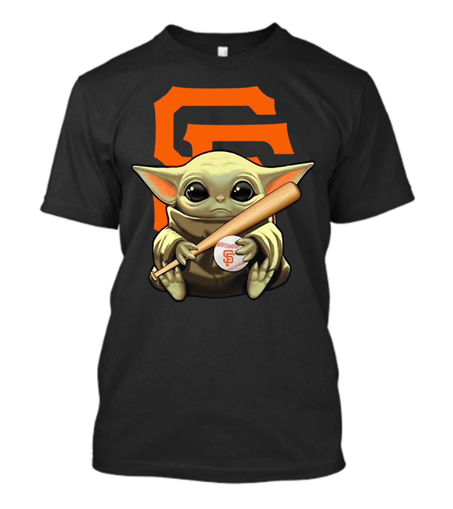 Baby Yoda San Francisco Giants Logo Baseball Bat And Ball T-Shirt