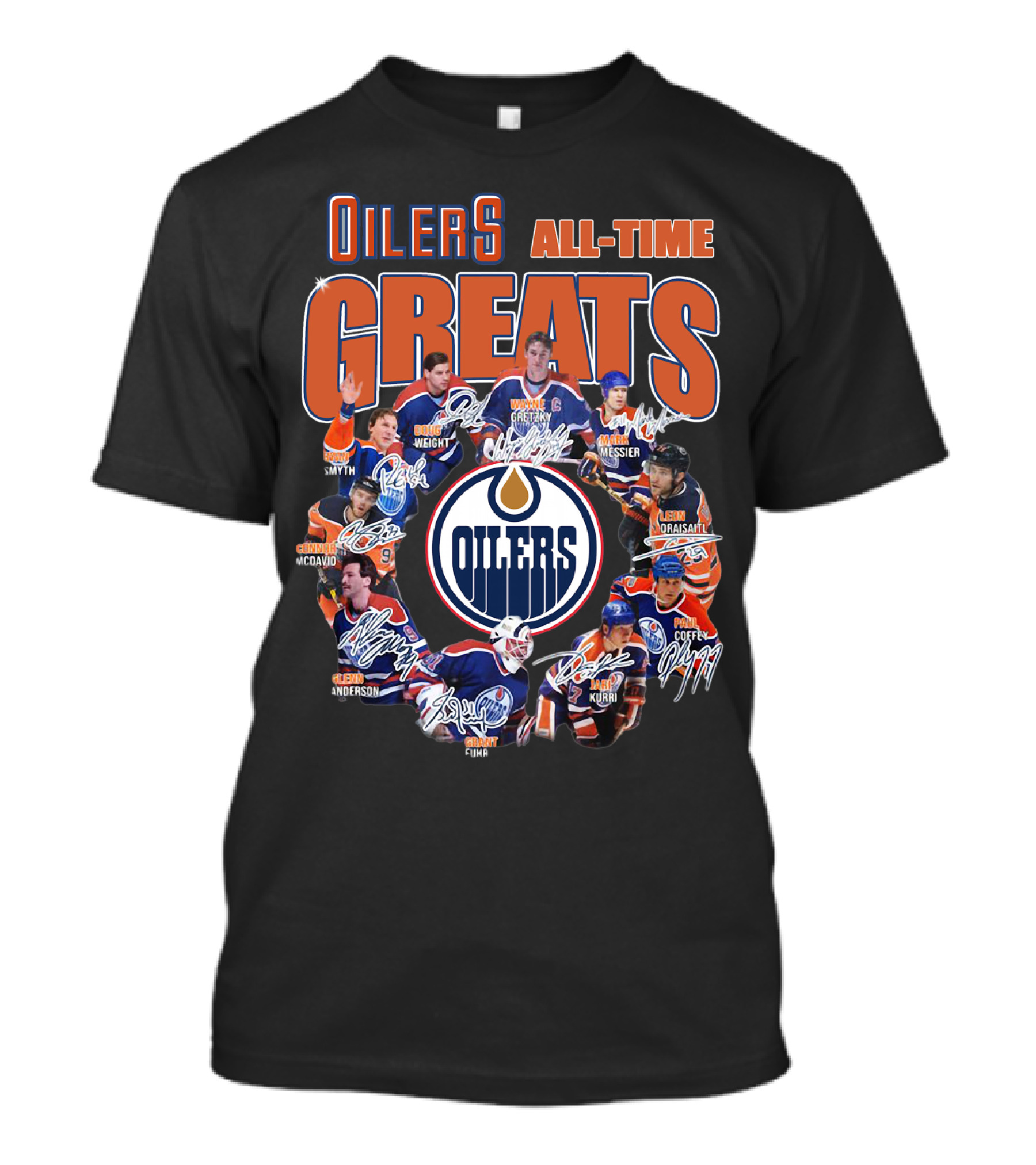 Oilers All Time Greats Wayne Gretzky Edmonton Legends Coffey Messier Kurri T-Shirt