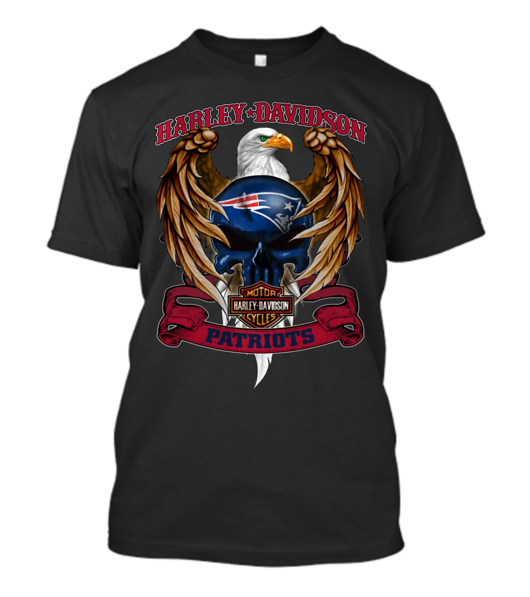 Harley Davidson Motor Cycles Patriots New England Patriots Eagle T-Shirt