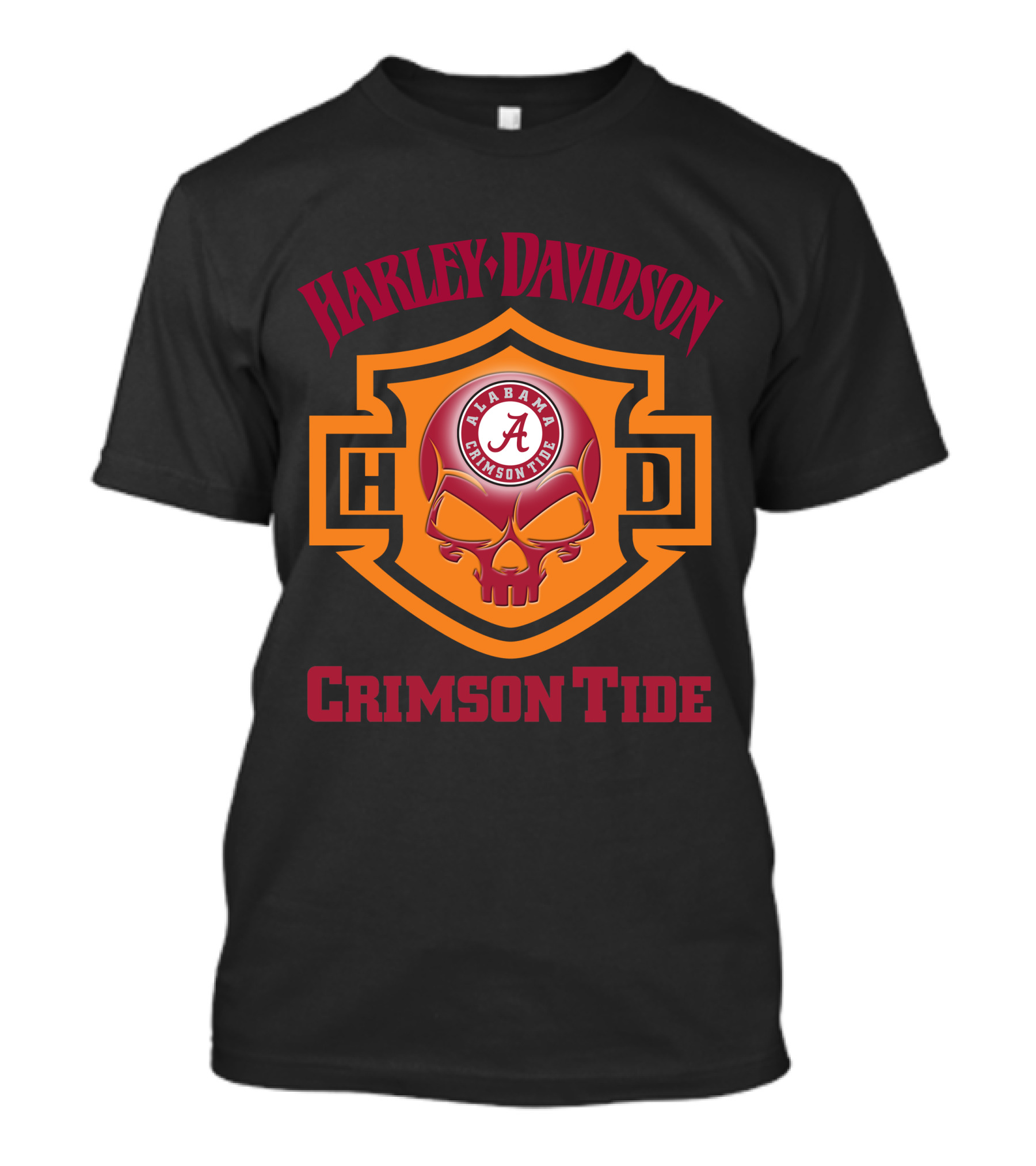 Harley Davidson Alabama Crimson Tide Ncaa Football Fans H-D Crest T-Shirt