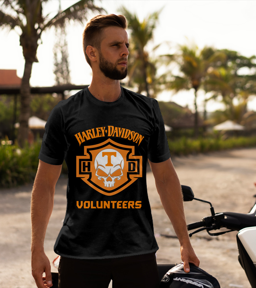 Harley Davidson Volunteers Skull Tennessee Ncaa Football Fans T-Shirt