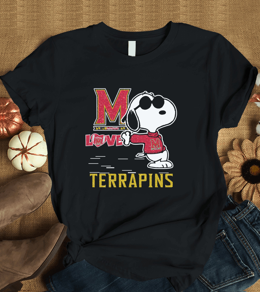 Snoopy Maryland Terrapins Love M T-Shirt