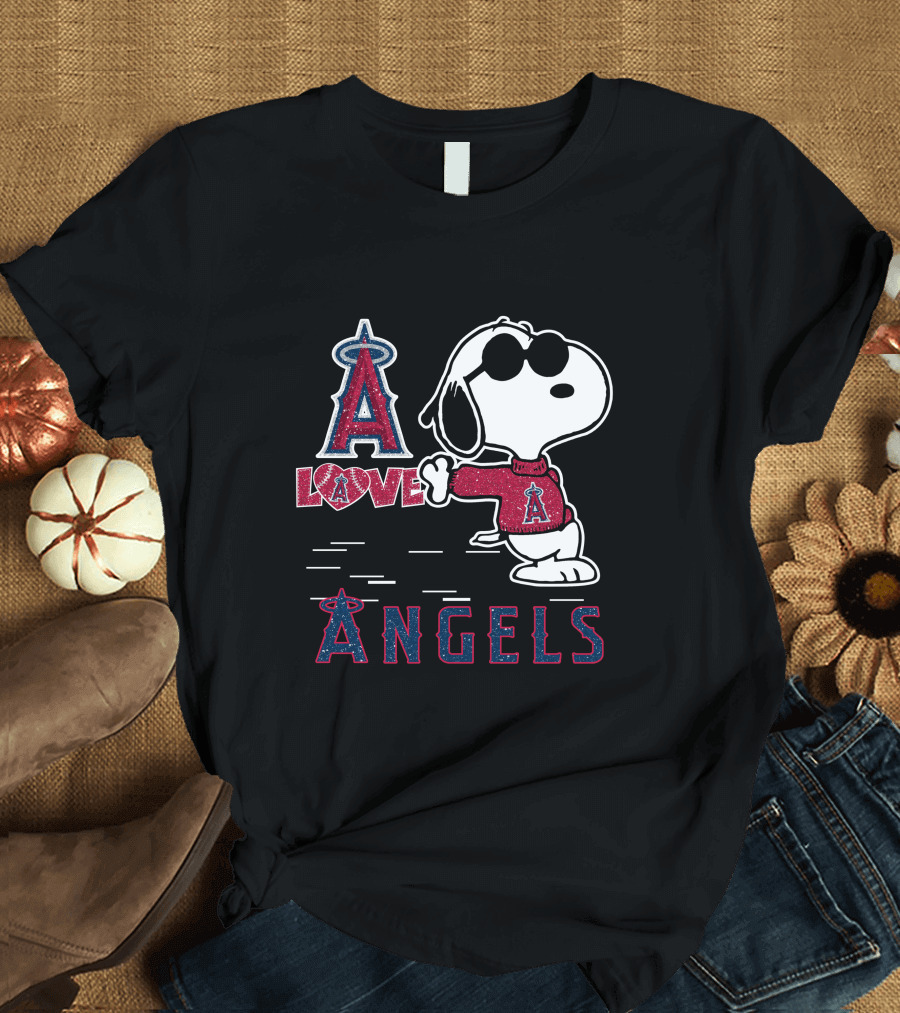 Snoopy Love Los Angeles Angels A Angels T-Shirt