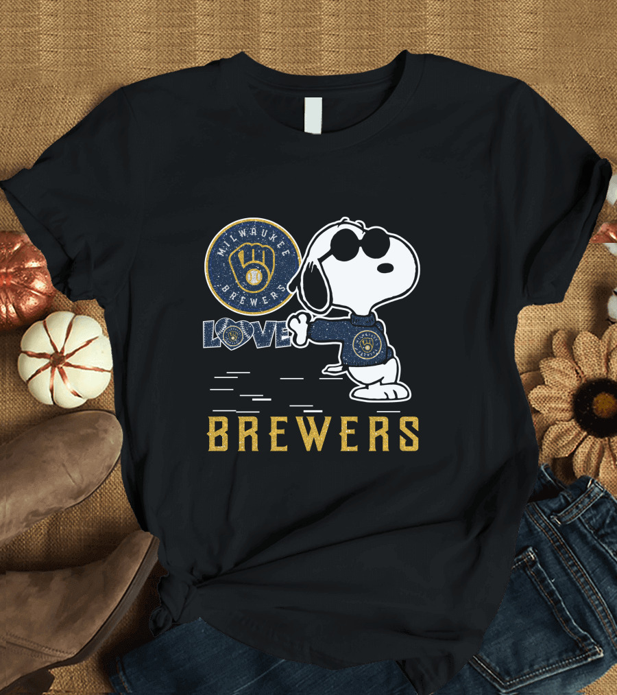 Snoopy Milwaukee Brewers Love Brewers T-Shirt