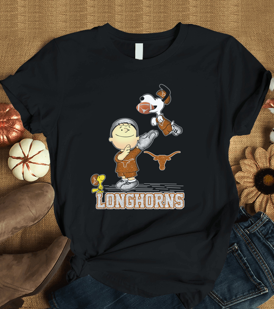 Snoopy Longhorns Peanuts Football Charlie Brown Texas Fans T-Shirt