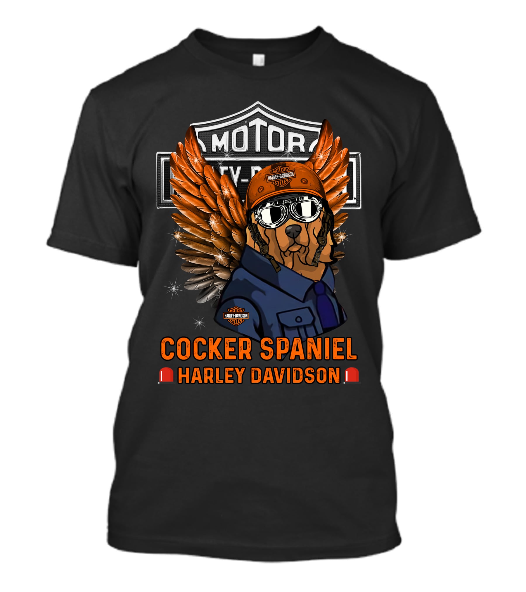 Cocker Spaniel Harley Davidson Motor Winged Dog T-Shirt