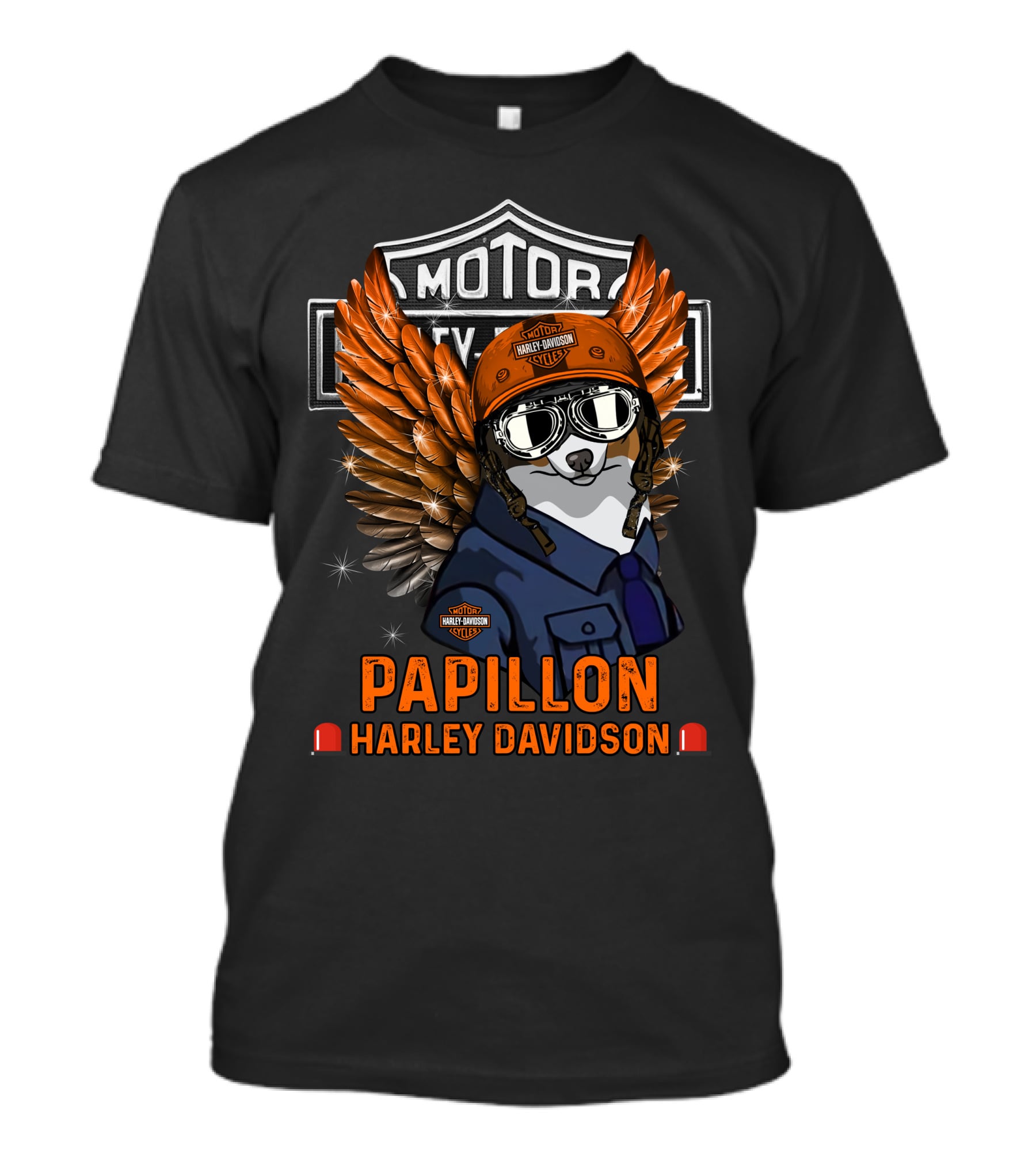 Papillon Harley Davidson Motorcycles 140 Angel Wings T-Shirt