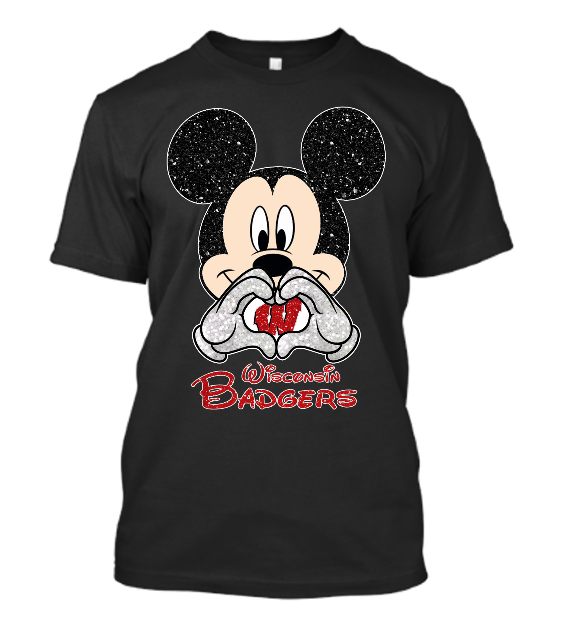Mickey Wisconsin Badgers Heart Hands Icon With W T-Shirt
