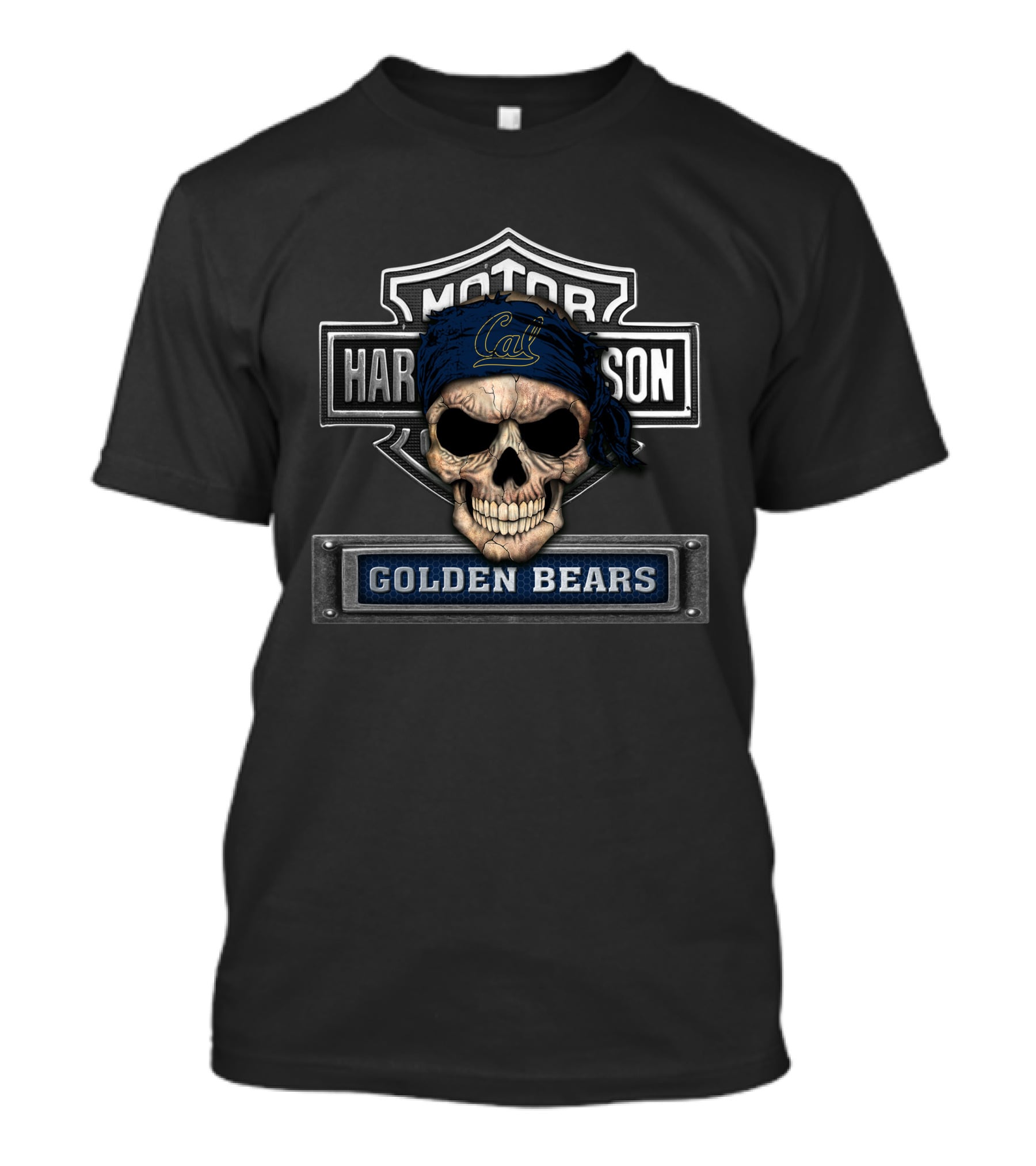 Hd Ncaa California Golden Bears Skull Cal Bandana Harley Davidson T-Shirt