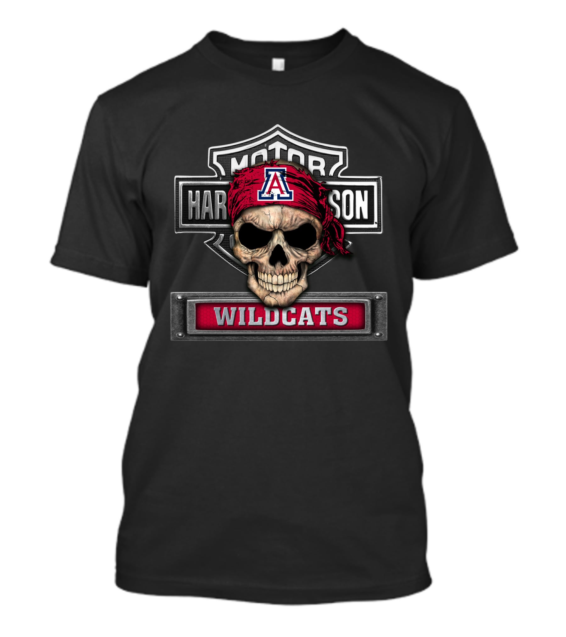 Motor Harley Davidson Skull Ncaa Arizona Wildcats T-Shirt