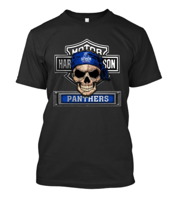 Georgia State Panthers Skull Bandana Harley Davidson Theme T-Shirt