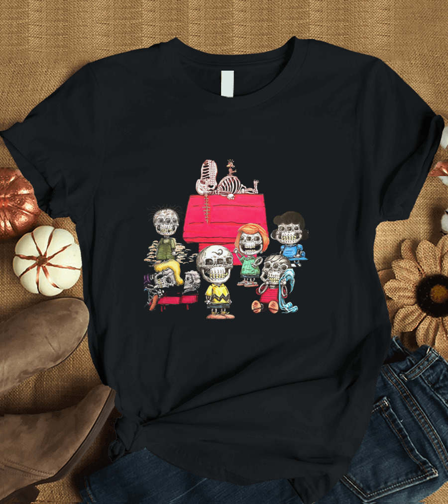 Skeleton Family Peanuts Halloween Spooky Characters T-Shirt