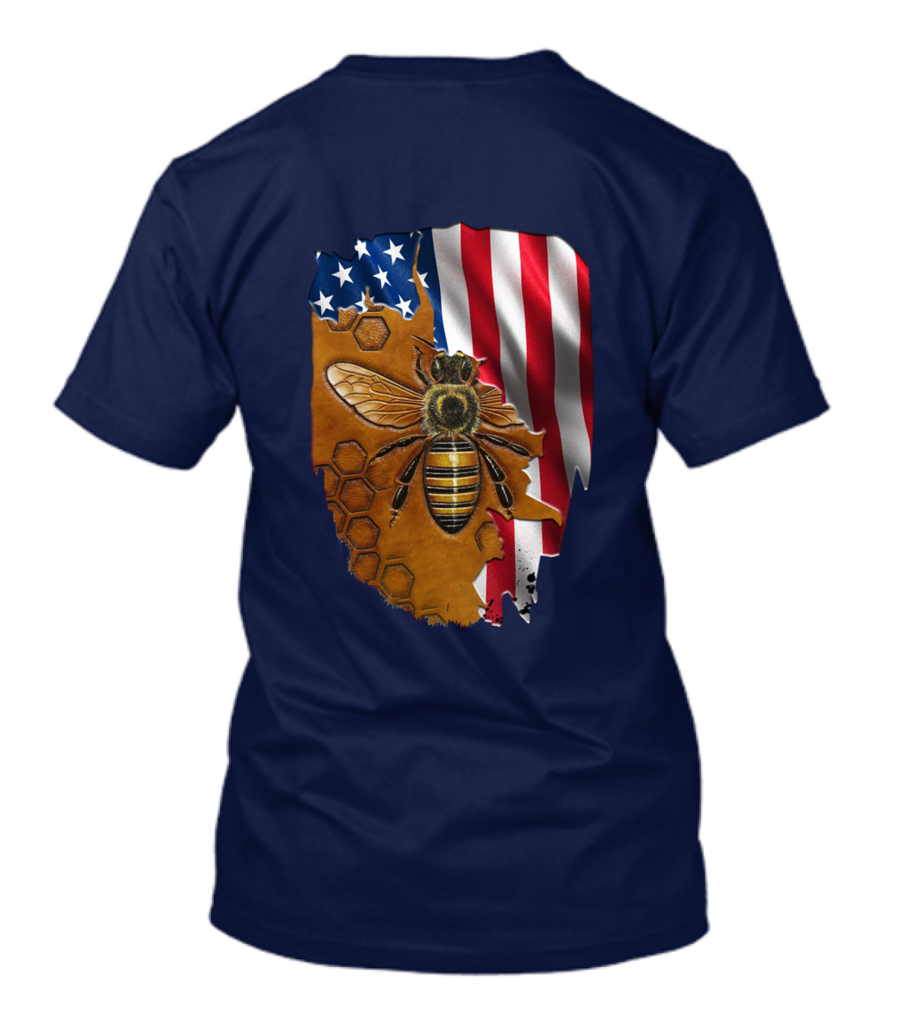 Beautifull Bee American Flag Honeycomb T-Shirt