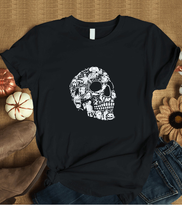 T-Shirt: Skull Villain Horror Icons Collage T-Shirt Skull Villain Horror Icons Collage T-Shirt