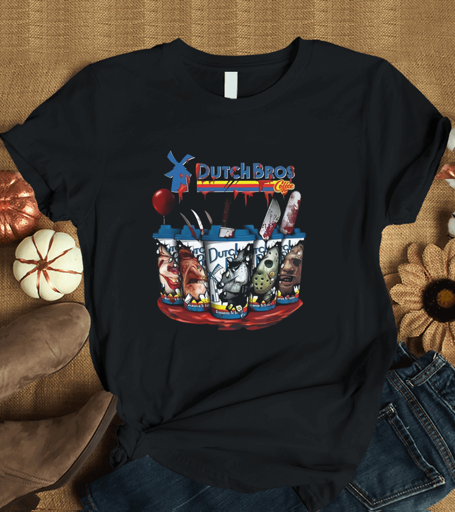Dutch Bros Coffee Halloween Horror Icons Cups T-Shirt