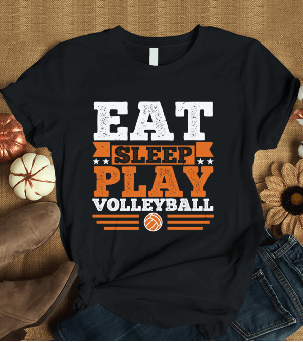 T-Shirt: EAT SLEEP PLAY VOLLEYBALL Stars and Volleyball T-Shirt EAT SLEEP PLAY VOLLEYBALL Stars and Volleyball T-Shirt