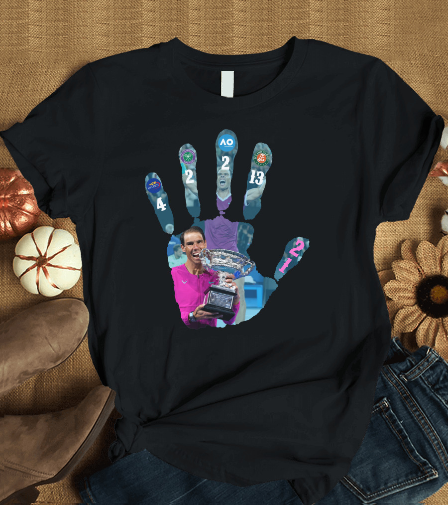 Nadal Champion 21 Hand Grand Slam Titles Victory T-Shirt