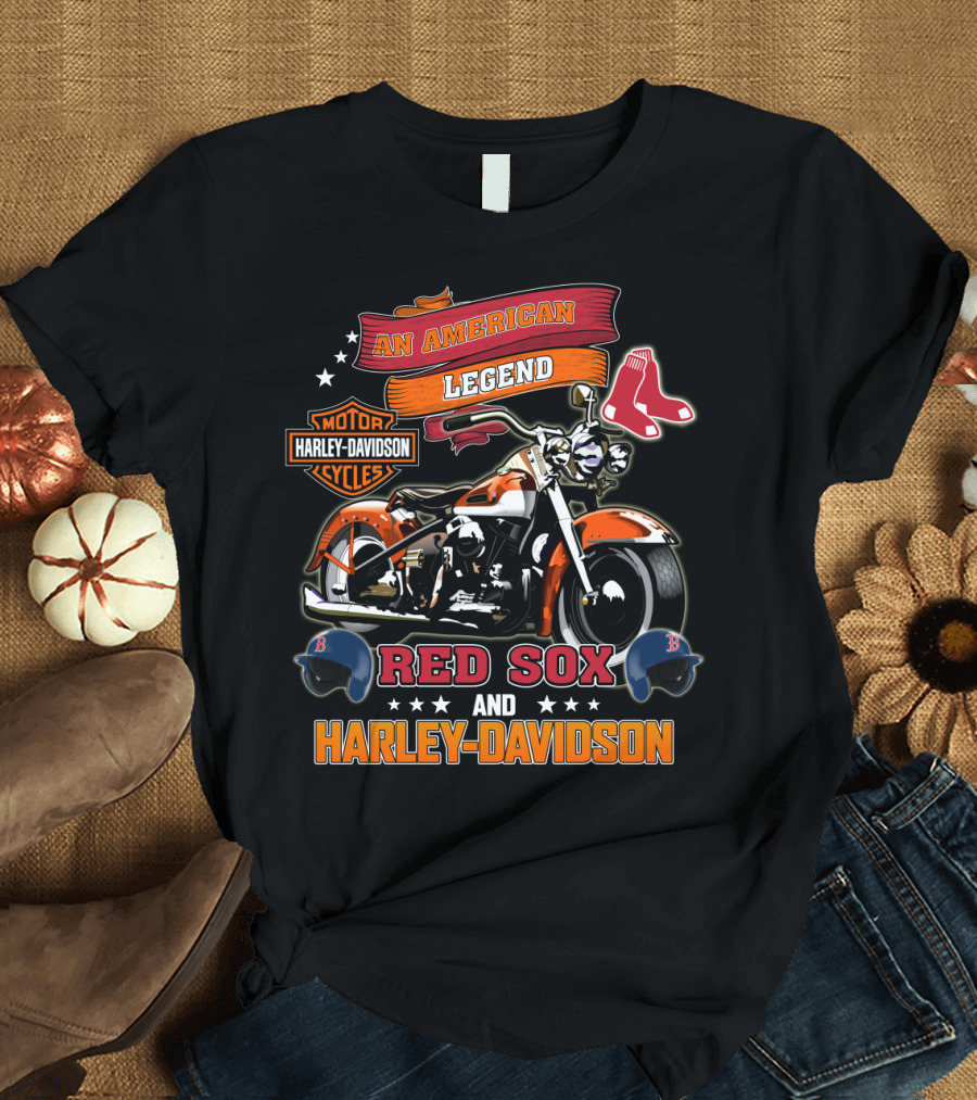 An American Legend Boston Red Sox Harley Davidson Motor Cycles T-Shirt