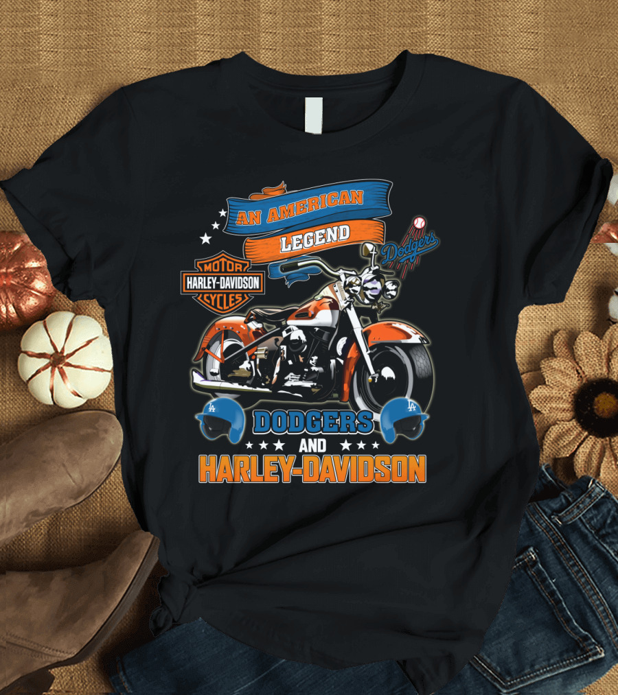 An American Legend Dodgers And Harley Davidson T-Shirt