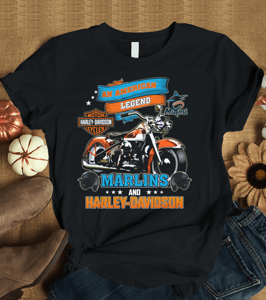 Miami Marlins Harley Davidson An American Legend T-Shirt