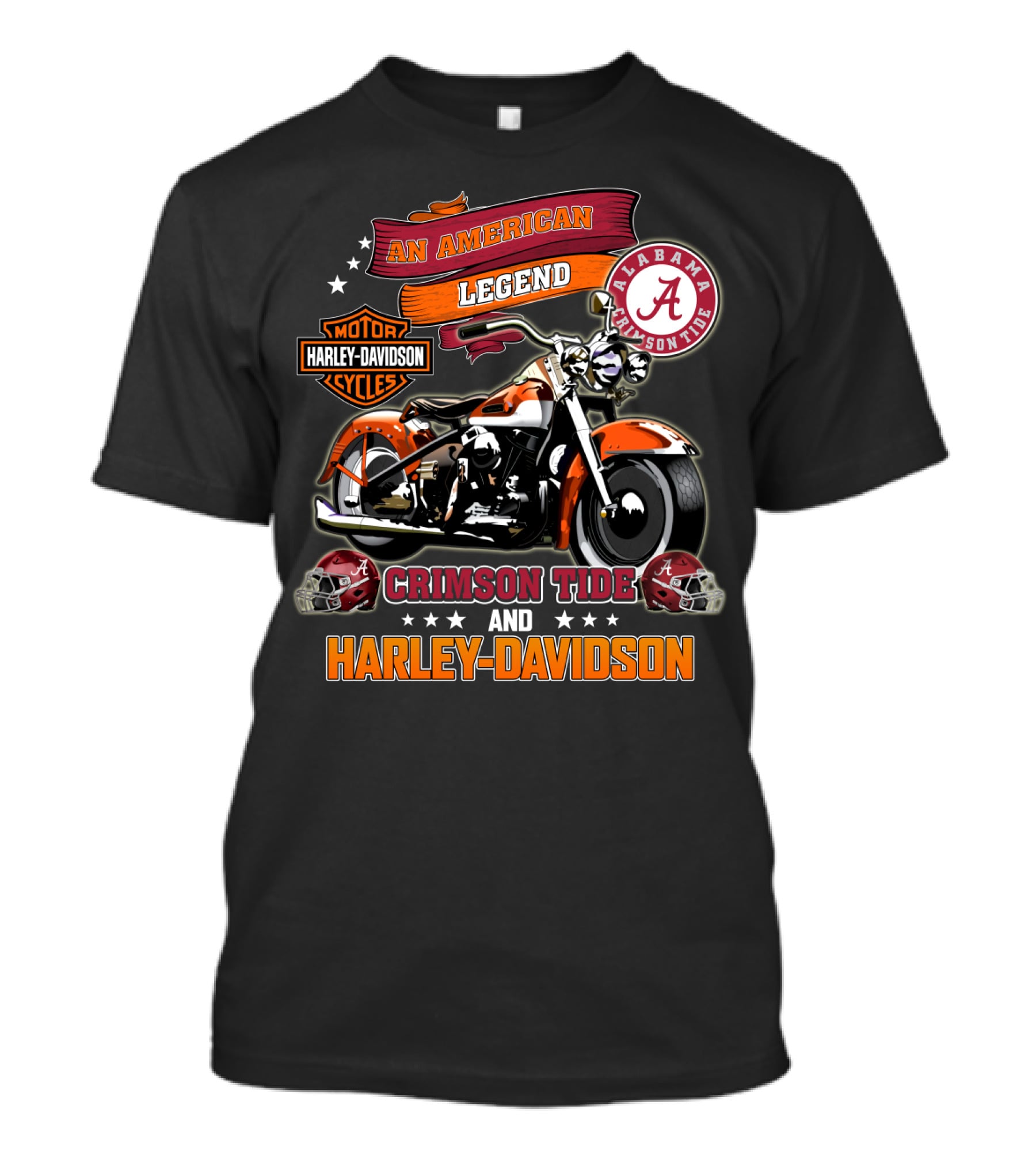 An American Legend Alabama Crimson Tide Harley Davidson Motorcycles T-Shirt