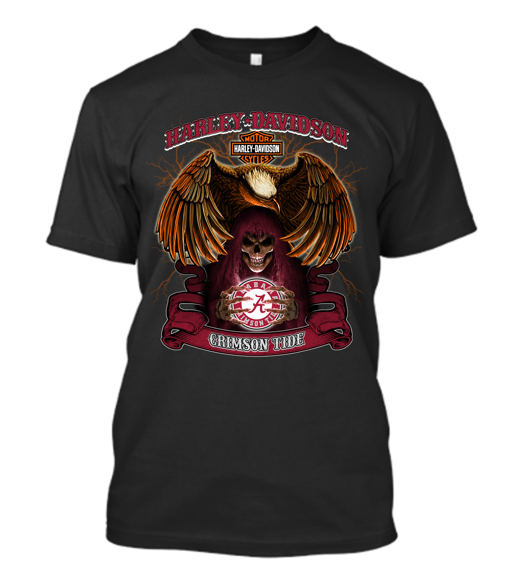 Harley Davidson Alabama Crimson Tide Ncaa Skull Eagle T-Shirt